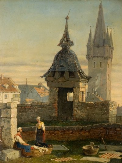 Washerwomen in a Garden by J. Mayer